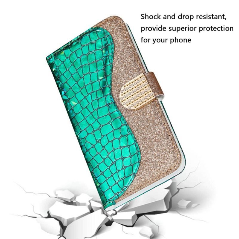 Flip Cover Samsung Galaxy S23 5G Krokodille Diamanter