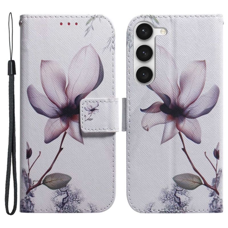 Flip Cover Samsung Galaxy S23 5G Lyserød Blomst
