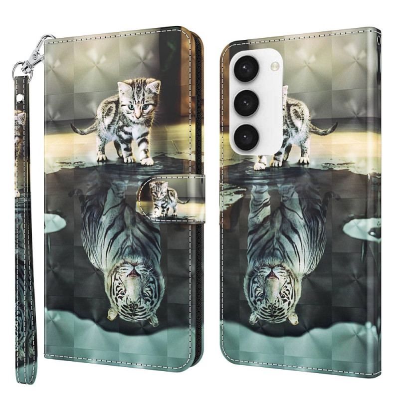 Flip Cover Samsung Galaxy S23 5G Med Snor Strappy Kitten Dream