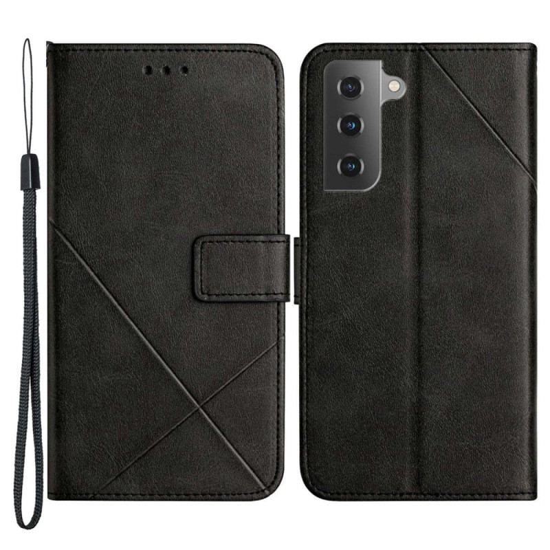 Flip Cover Samsung Galaxy S23 5G Med Snor Stribede Geometriske Linjer