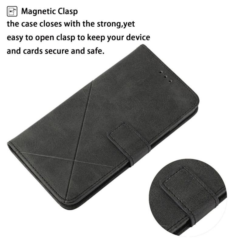 Flip Cover Samsung Galaxy S23 5G Med Snor Stribede Geometriske Linjer