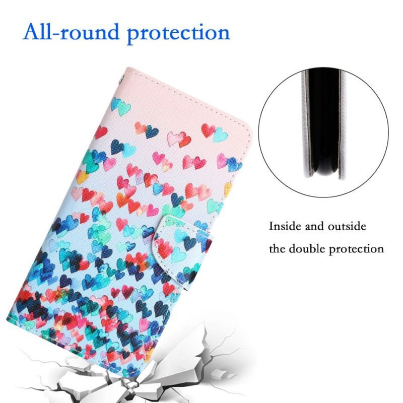 Flip Cover Samsung Galaxy S23 Plus 5G Med Snor Kun Strappy Hearts