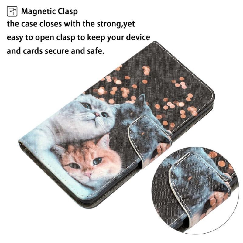 Flip Cover Samsung Galaxy S23 Plus 5G Med Snor Kun Thong Cats