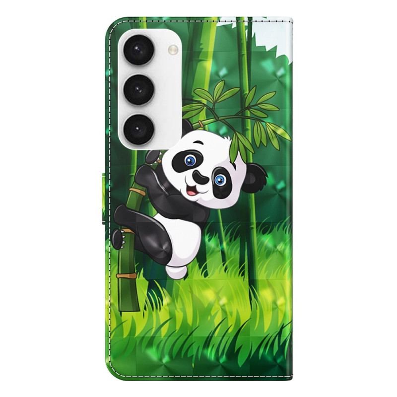 Flip Cover Samsung Galaxy S23 Plus 5G Med Snor Panda Og Bambus Med Snor