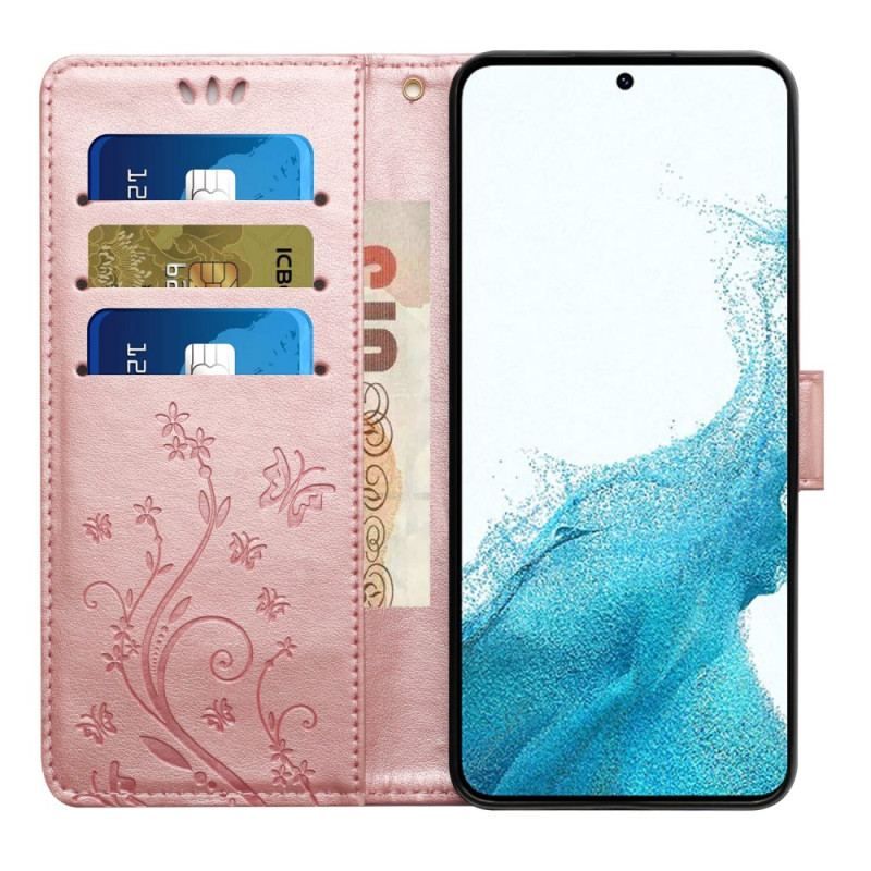 Flip Cover Samsung Galaxy S23 Plus 5G Med Snor Strappy Floral