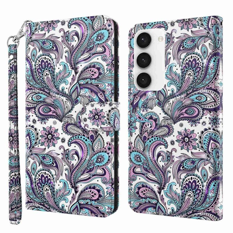 Flip Cover Samsung Galaxy S23 Plus 5G Med Snor Strappy Paisley Mønster