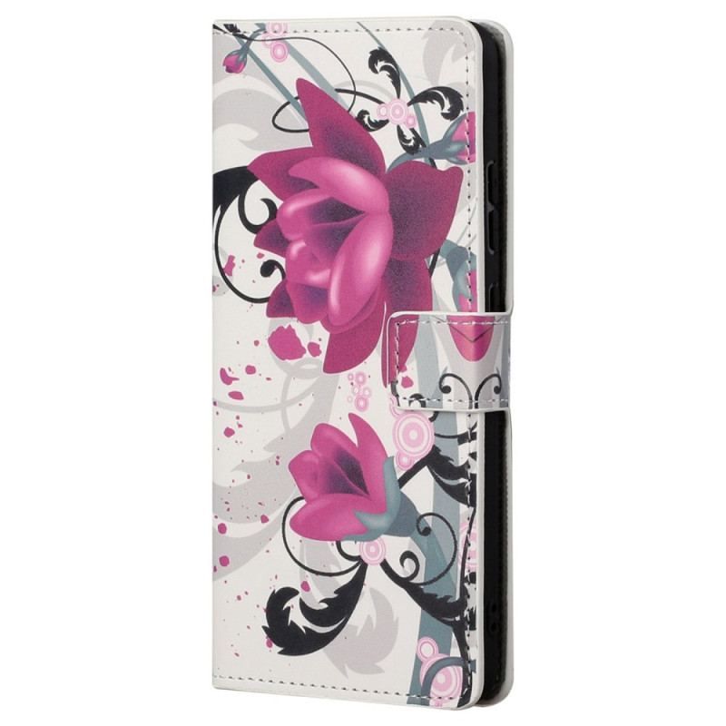 Flip Cover Samsung Galaxy S23 Plus 5G Tropiske Blomster