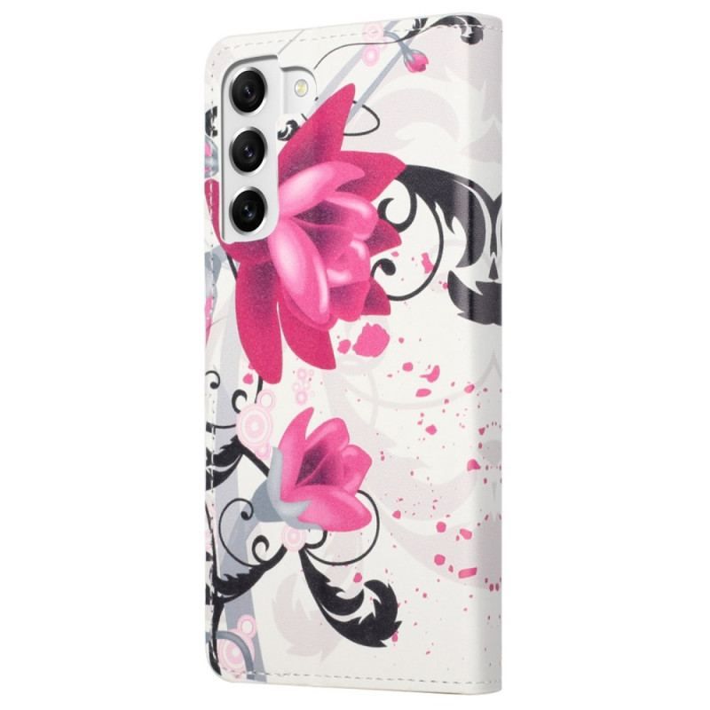 Flip Cover Samsung Galaxy S23 Plus 5G Tropiske Blomster