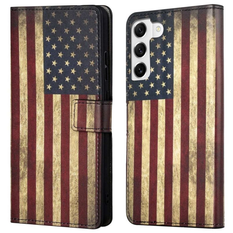 Flip Cover Samsung Galaxy S23 Plus 5G Vintage Amerikansk Flag