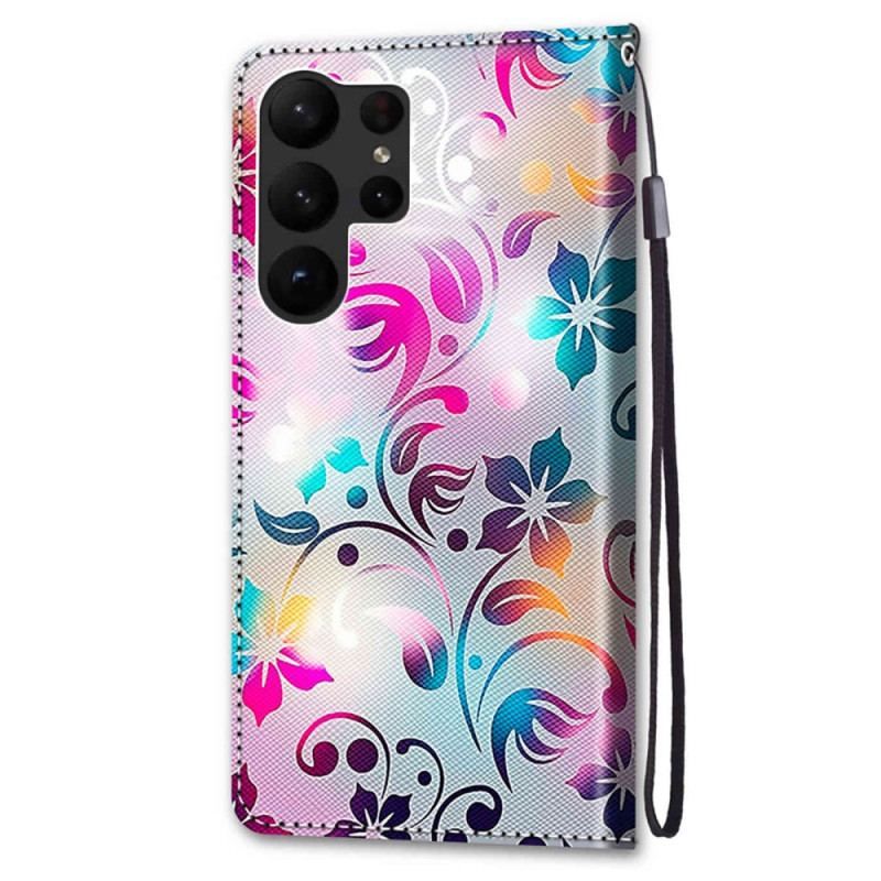 Flip Cover Samsung Galaxy S23 Ultra 5G Grafik Med Lanyard