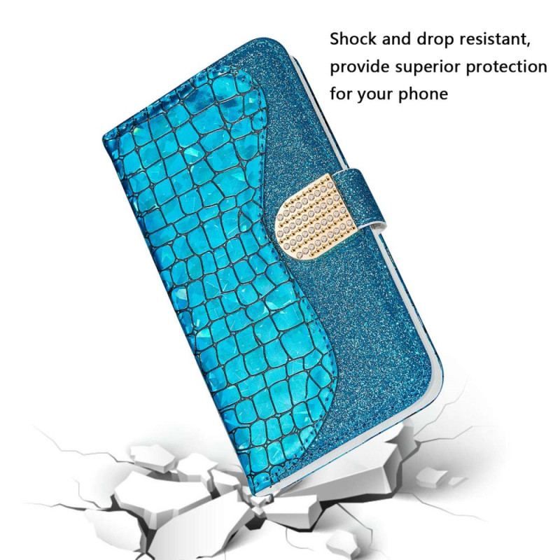 Flip Cover Samsung Galaxy S23 Ultra 5G Krokodille Diamanter