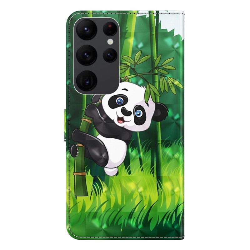 Flip Cover Samsung Galaxy S23 Ultra 5G Med Snor Bambus Panda Med Snor