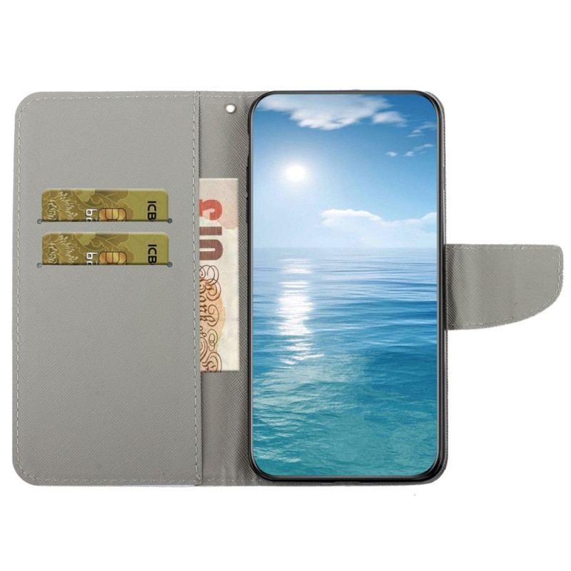 Flip Cover Samsung Galaxy S23 Ultra 5G Med Snor Kun Stropblomster