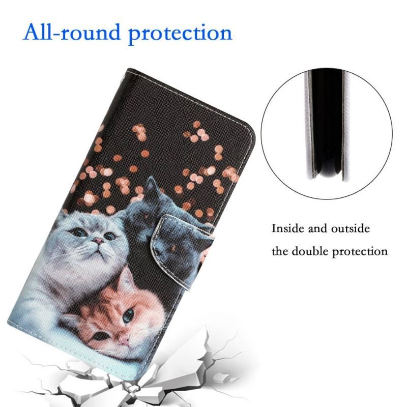 Flip Cover Samsung Galaxy S23 Ultra 5G Med Snor Kun Thong Cats