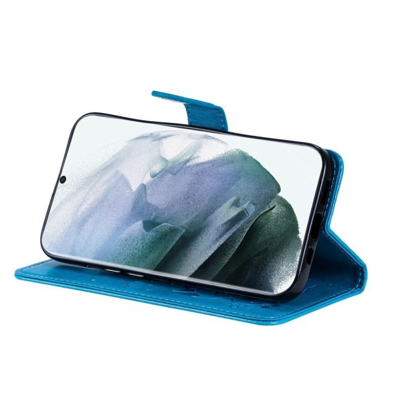 Flip Cover Samsung Galaxy S23 Ultra 5G Med Snor Strappy Kat Og Bier