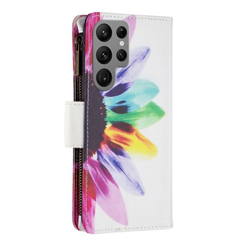 Flip Cover Samsung Galaxy S23 Ultra 5G Punge Etui Blomster Tegnebog