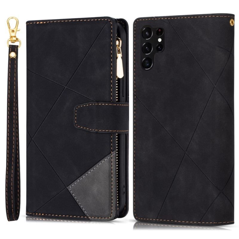 Flip Cover Samsung Galaxy S23 Ultra 5G Punge Etui Med Snor Pung Med Fuld Rem