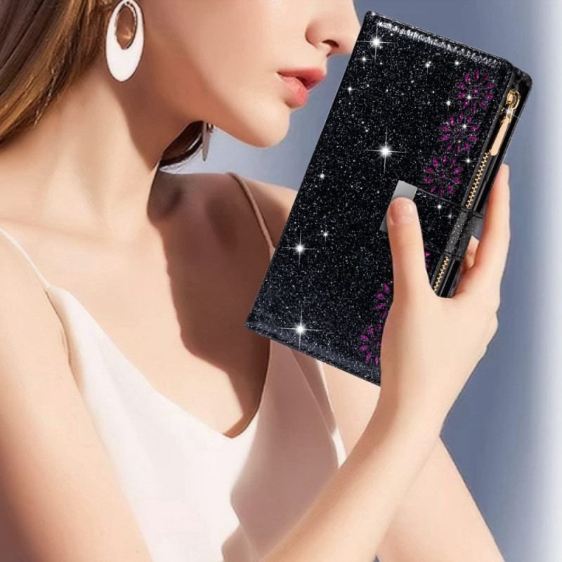 Flip Cover Samsung Galaxy S23 Ultra 5G Punge Etui Pung Med Pailletter