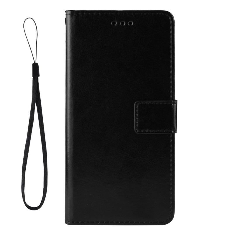 Flip Cover Samsung Galaxy Z Fold 4 Med Snor Klassisk Strappy Glat Imiteret Læder