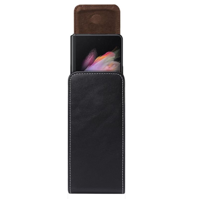 Flip Cover Samsung Galaxy Z Fold 4 Mikrofiber Læder Bæltepose