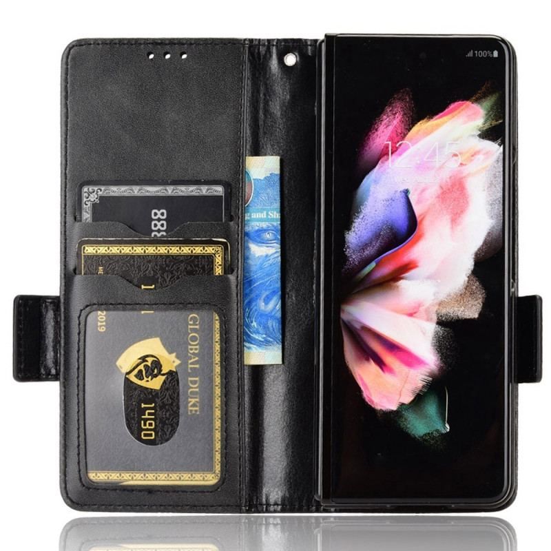 Flip Cover Samsung Galaxy Z Fold 4 Mønster Perforerede Trekanter Lanyard