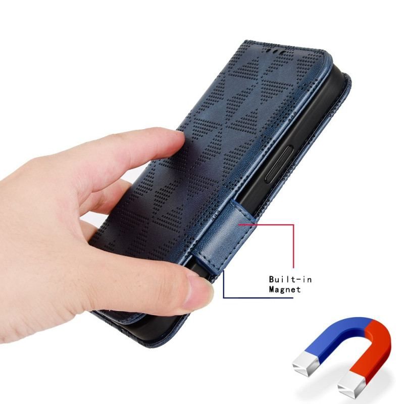 Flip Cover Samsung Galaxy Z Fold 4 Mønster Perforerede Trekanter Lanyard