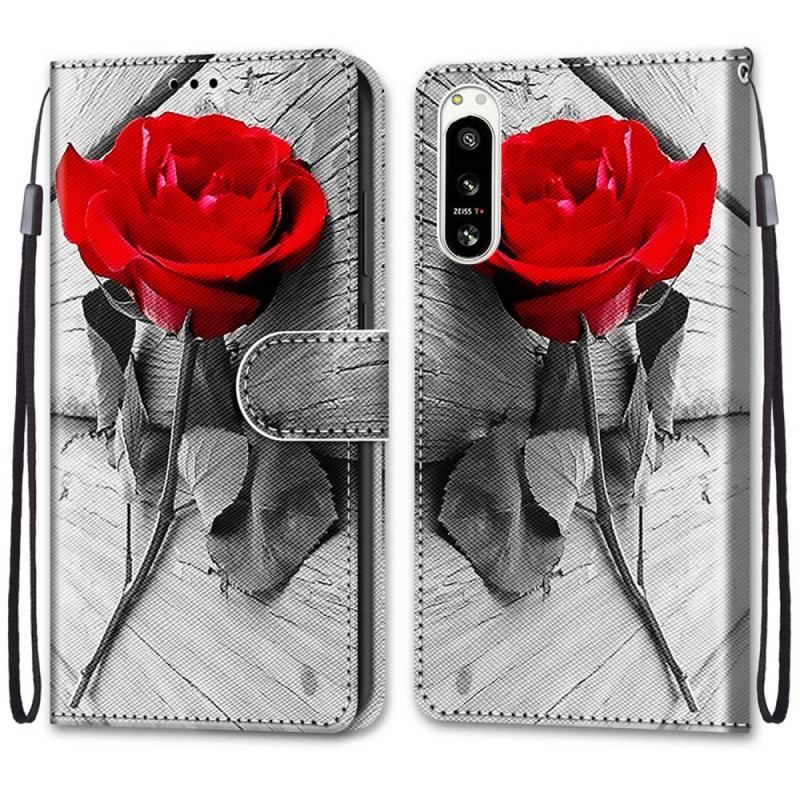 Flip Cover Sony Xperia 5 IV Blomster Med Rem