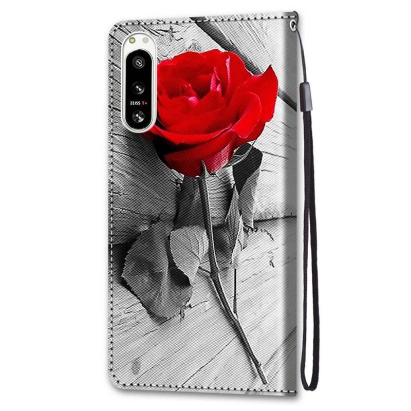 Flip Cover Sony Xperia 5 IV Blomster Med Rem