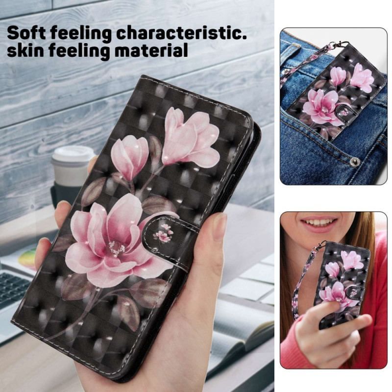 Flip Cover Sony Xperia 5 IV Med Snor Rem Blomster