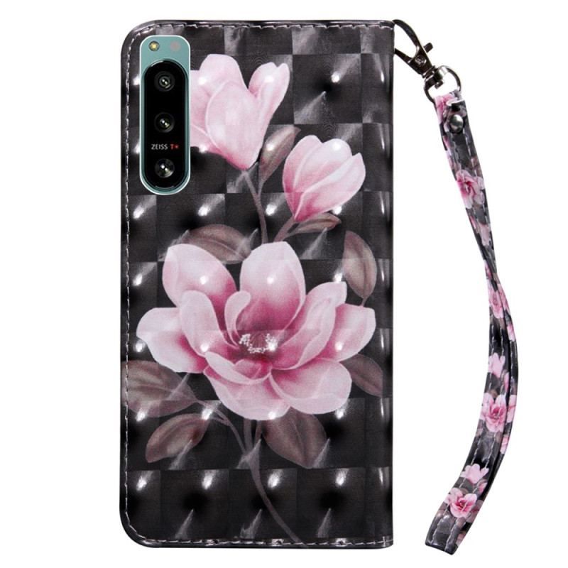 Flip Cover Sony Xperia 5 IV Med Snor Rem Blomster