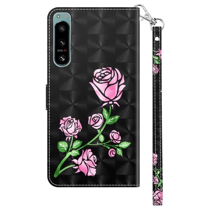 Flip Cover Sony Xperia 5 IV Med Snor Rem Roses