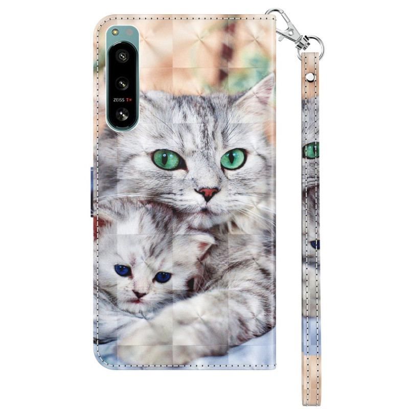 Flip Cover Sony Xperia 5 IV Med Snor Thong Katte