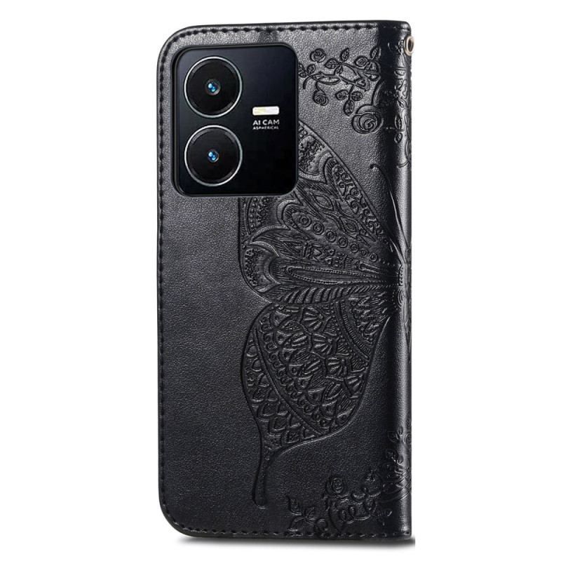 Flip Cover Vivo Y22s Barok Sommerfugl