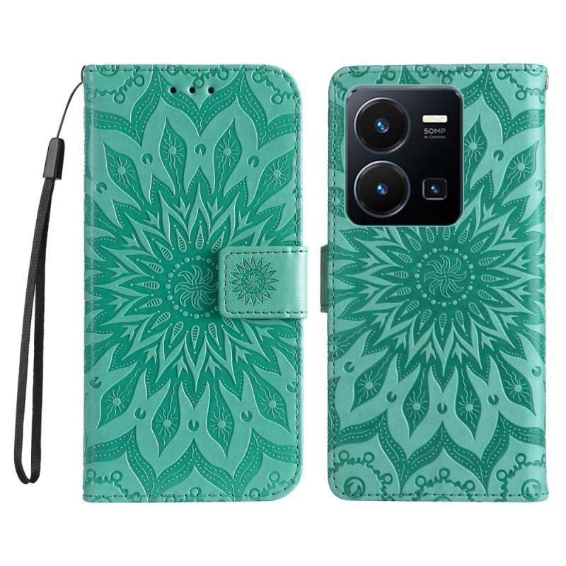 Flip Cover Vivo Y35 Mandala Sun Med Snor