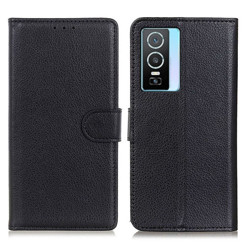 Flip Cover Vivo Y76 5G Litchi Tekstur