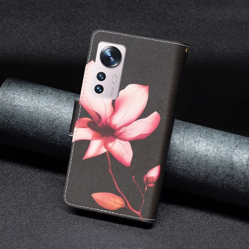 Flip Cover Xiaomi 12 / 12X Blomsterlomme Med Lynlås