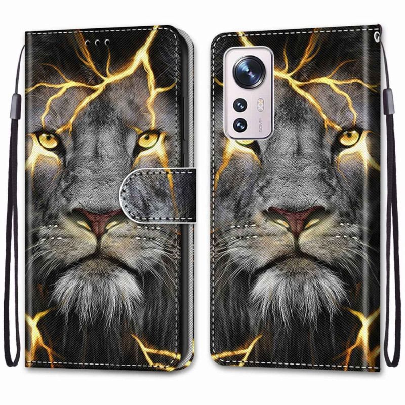 Flip Cover Xiaomi 12 / 12X Med Snor Feline Med Rem