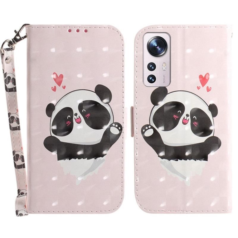 Flip Cover Xiaomi 12 / 12X Med Snor Panda Love Med Snor