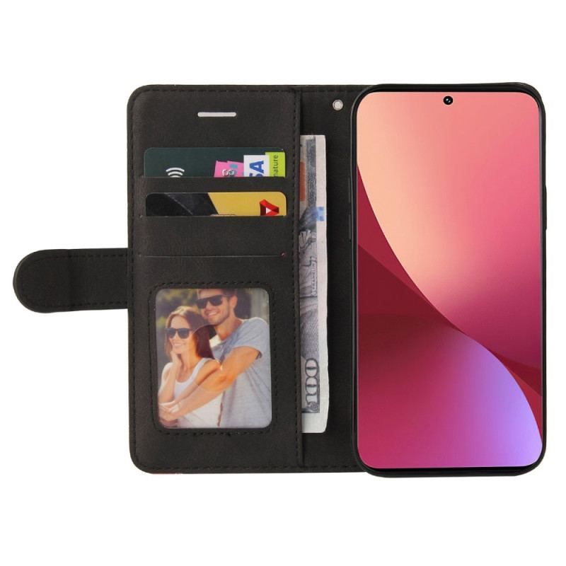 Flip Cover Xiaomi 12 / 12X Med Snor Tofarvet Rem