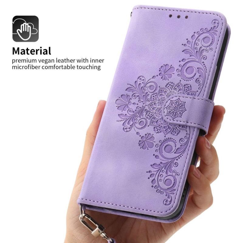 Flip Cover Xiaomi 12 Lite Med Snor Blomsterrem Og Skulderrem