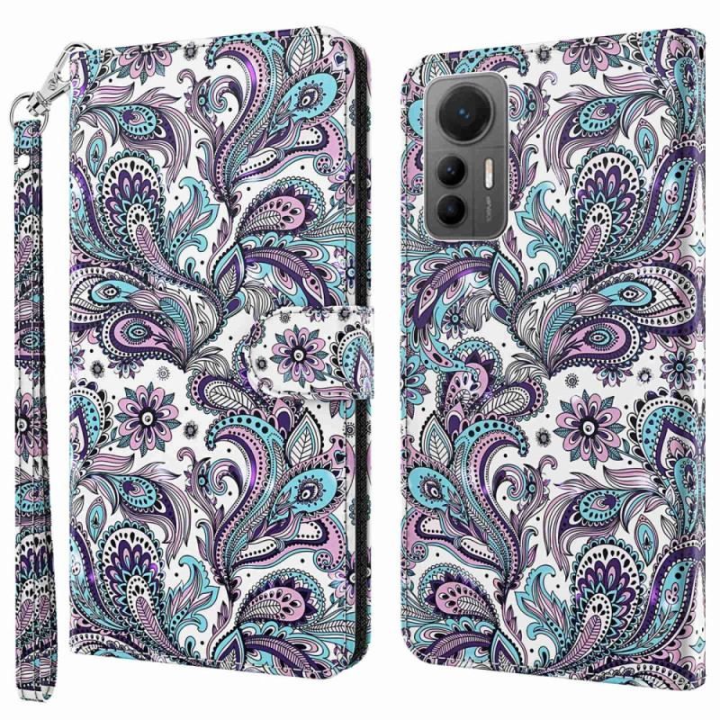 Flip Cover Xiaomi 12 Lite Med Snor Strappy Paisley Mønster