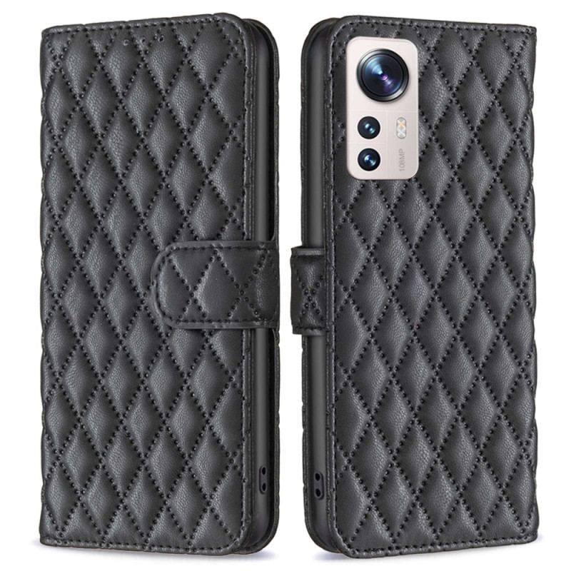 Flip Cover Xiaomi 12 Lite Quiltet Stil Binfen Farve