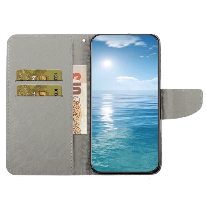 Flip Cover Xiaomi 12T / 12T Pro Marmor Og Pailletter Med Rem
