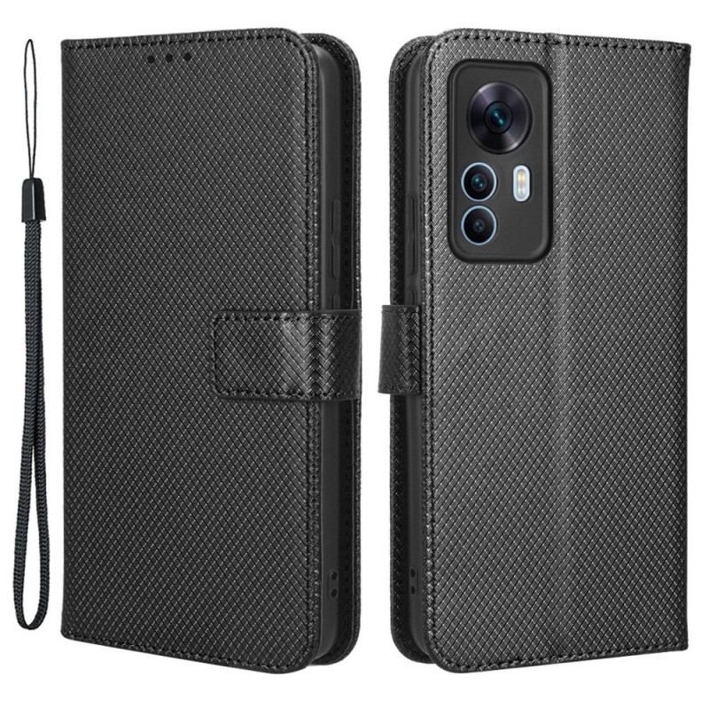 Flip Cover Xiaomi 12T / 12T Pro Med Snor Imiteret Læderrem