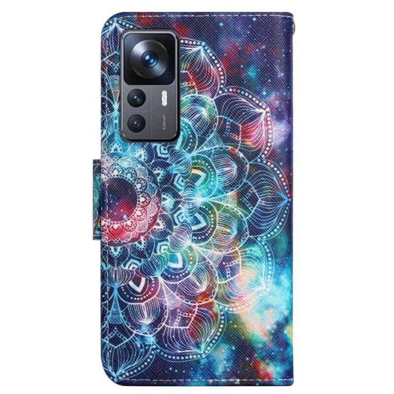 Flip Cover Xiaomi 12T / 12T Pro Med Snor Prangende Strappy Mandala