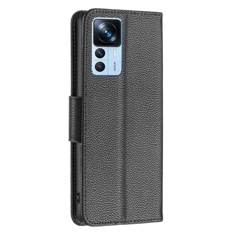 Flip Cover Xiaomi 12T / 12T Pro Med Snor Strappy Litchi-læderstil