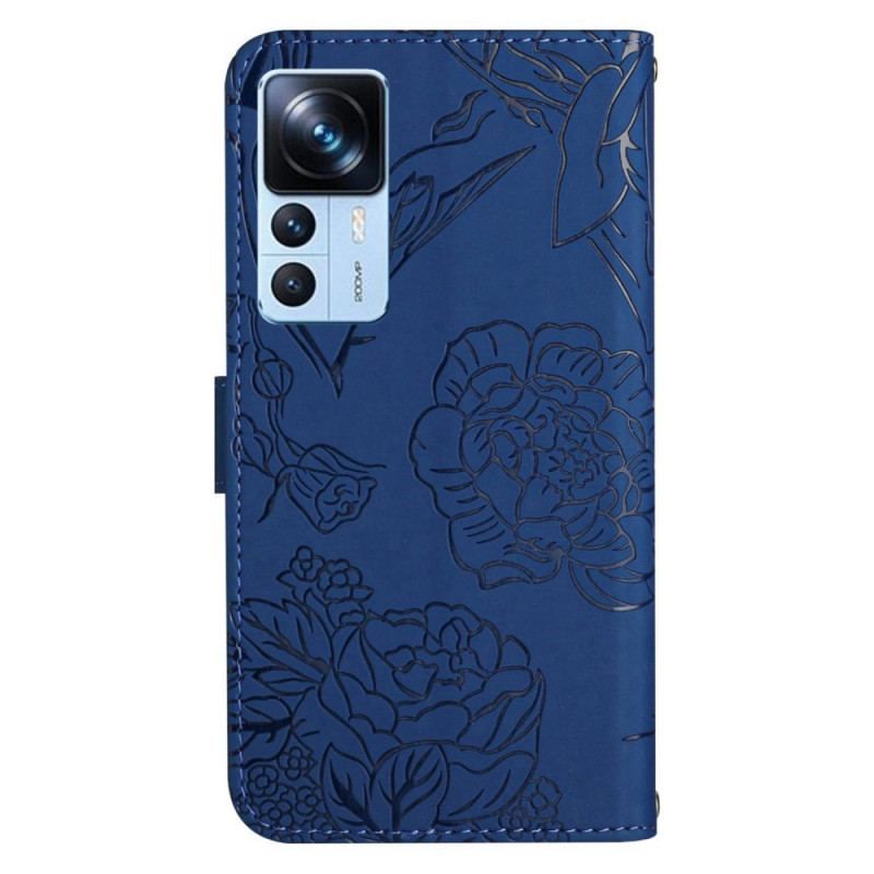 Flip Cover Xiaomi 12T / 12T Pro Sommerfugle Og Skulderrem