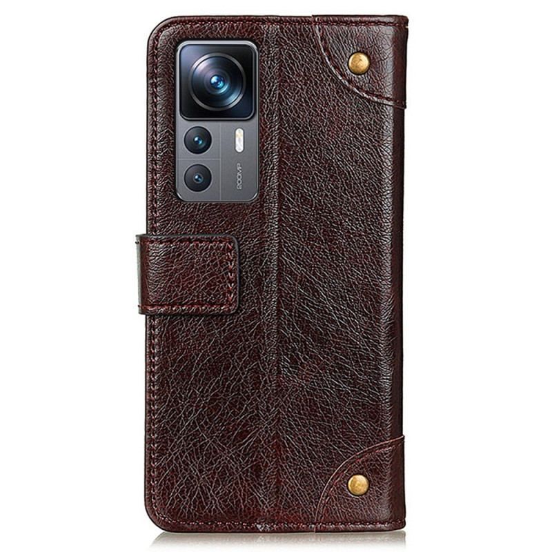 Flip Cover Xiaomi 12T / 12T Pro Style Nappa Læder Vintage Nitter