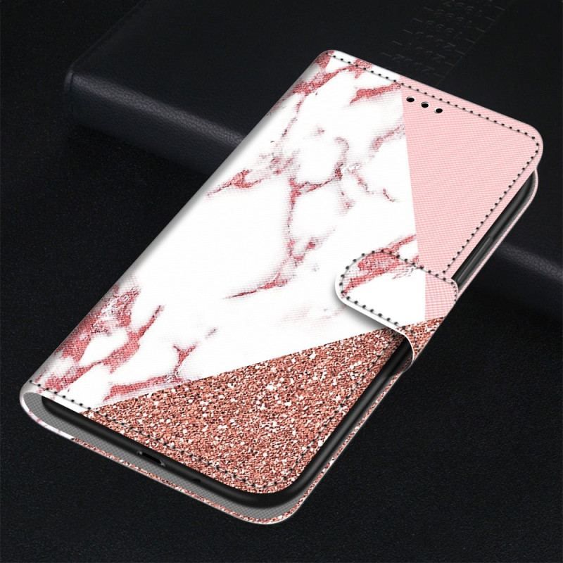 Flip Cover Xiaomi 13 Marmor Og Glitter Trekant