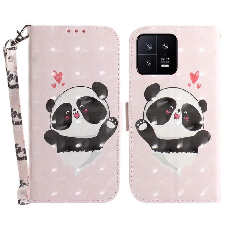 Flip Cover Xiaomi 13 Med Snor Panda Love Med Snor